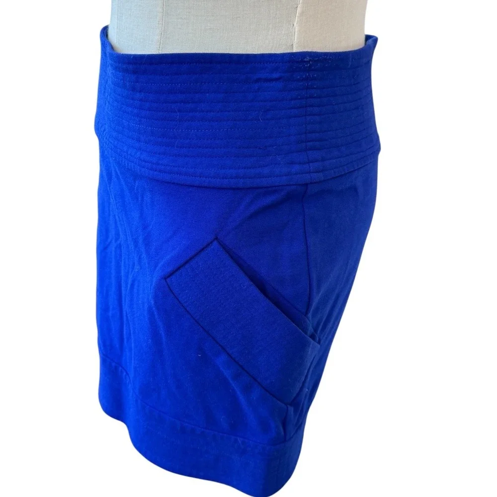 Diane von Furstenberg Royal Blue Quilted‎ Waist Mini Skirt Size 4 DVF Cobalt